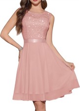 Prom Dresses for Teens Sleeveless Flowy A Line Wedding Guest Lace Formal Dress