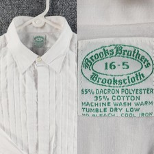 VTG Brooks Brothers Formal Shirt Polyester Cotton French Cuff 16.5 White Solid