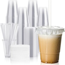 Clear Plastic Cups with Lids and Straws