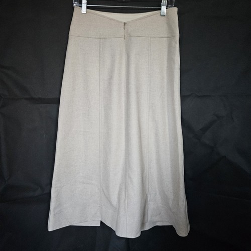 Me + Em Wool-Blend Midi Pleated Skirt with Pockets - Oatmeal Size 8 - Picture 2 of 4