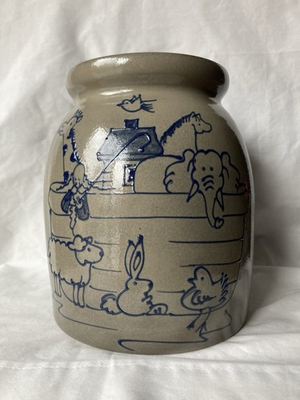 #ad VTG Beaumont Brothers Pottery Noah’s Ark Salt Glazed Crock 8” BBP Signed $35.99