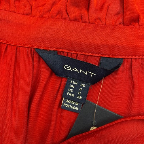 GANT Rosso Increspatura Camicetta Taglia Eu 36 UK 8 USA 6 - Foto 4 di 12
