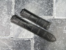 New 20mm Leather Strap Black Watch Band CARTIER Ballon Bleu Single Fold Large x1