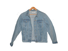 Blue Floral Painted Design Denim Jean Jacket - Women's Size S