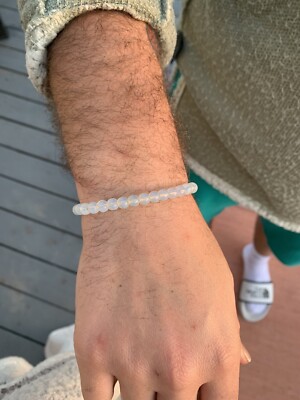 Mens moonstone bracelet drawstring Closure turquoise coral Beads  Adjustable