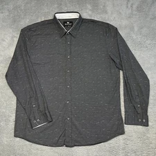 Buttercloth Shirt Men 3XL Gray Stretch Knit Regular Fit Button Up Flip Cuff