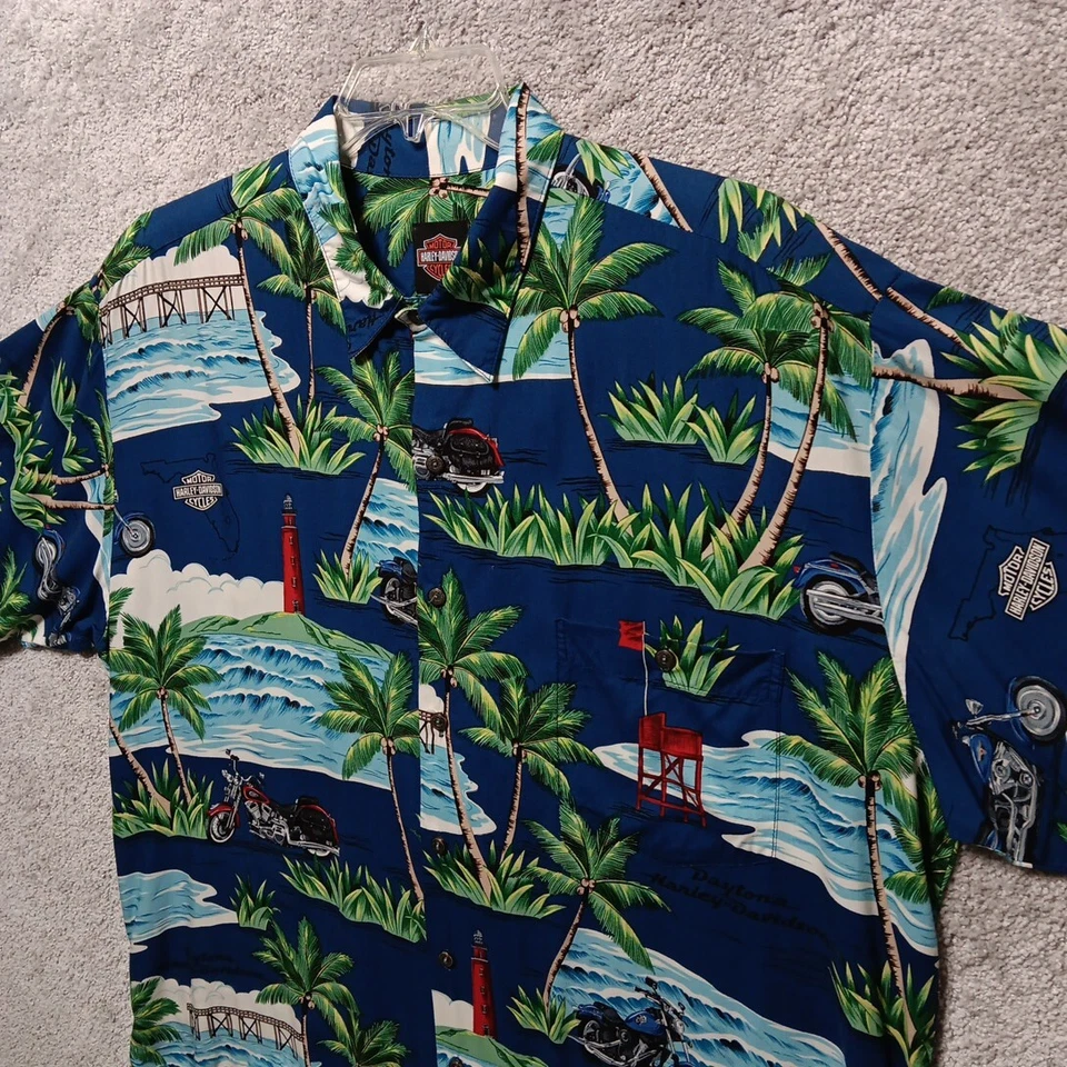 Camisa Harley Davidson Tori Richard Hawaiana Para Hombre 2XL Tropical Palms Hecha en EE. UU. Foto 4 de 4