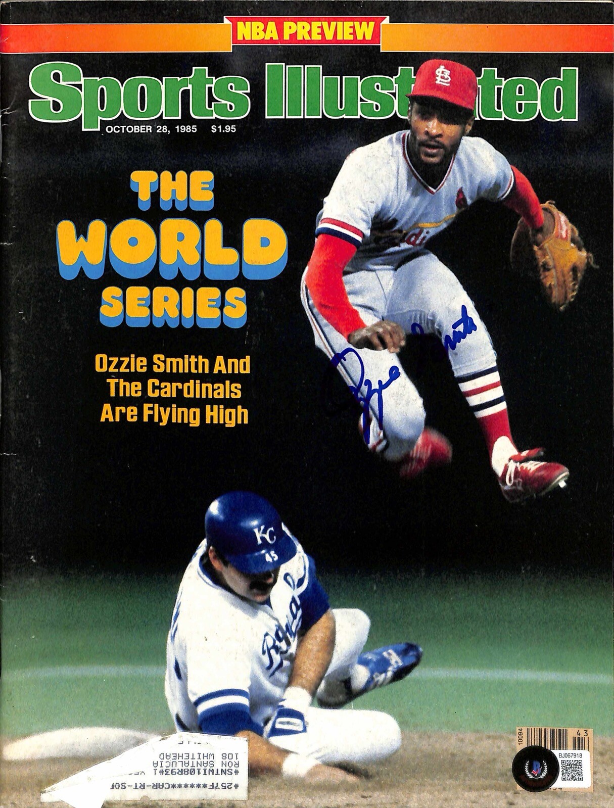 Ozzie Smith Autographed Signed Cardinals HOF Sports Illustrated Magazine Oct 28 1985 BECKETT 