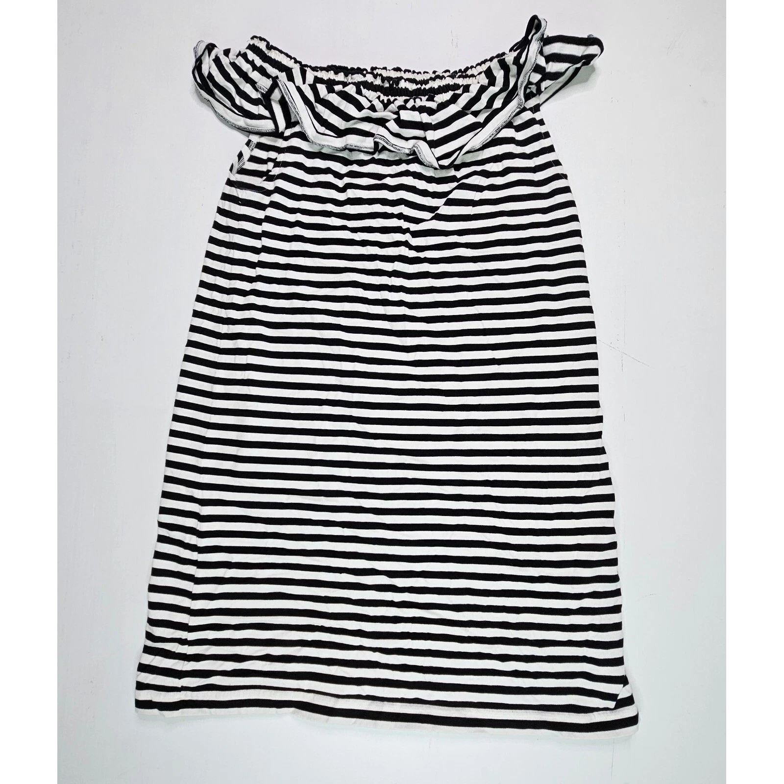 Abito donna Kate Spade Broome Street con volant topline nero bianco taglia L H317