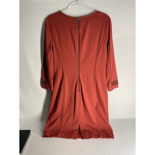 Antonio Melani Burnt Orange Beaded 3/4 Sleeve Sheath Dress Size 8 Career Office - Picture 6 of 6