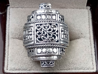 Cigar Band style Ornate Sterling Silver Size 8 Ring by SARDA