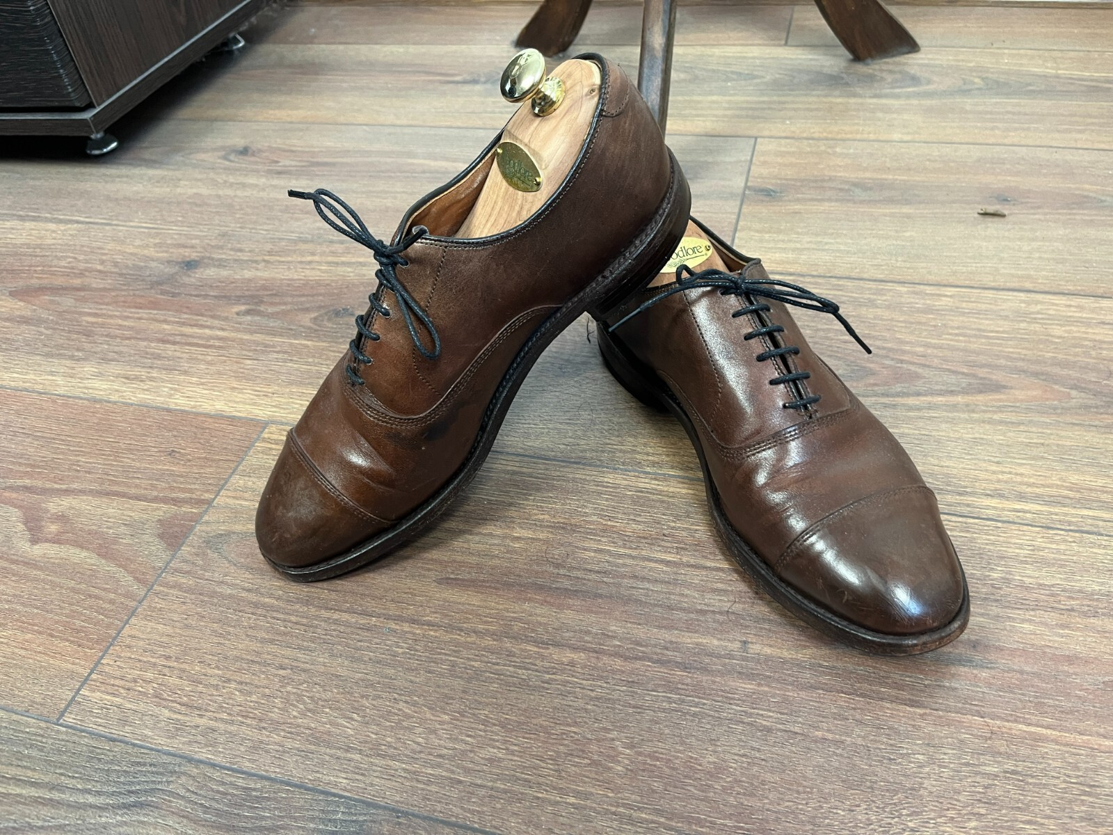 SAOLA Scarpe da derby stringate Allen Edmonds marroni in pelle Mede in USA 41 5 8US 7 5 UK