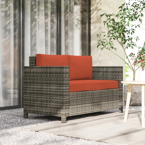 2 Seater Rattan Garden Sofa w/ Cushions & Armrests Outdoor Wicker Loveseat Patio - Picture 11 of 15