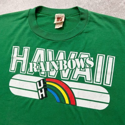 VTG 80s 90s NCAA HAWAII RAINBOW WARRIORS 1980 LOGO7 T-SHIRT SIZE