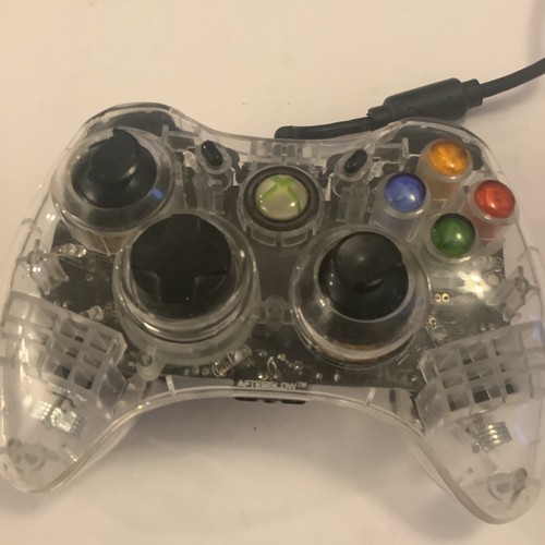 Xbox 360 Clear Remote PL-3702 Controller Afterglow Wired Blue LED Tested (49) - Picture 2 of 8