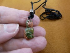 (an-cat-22) Cat Green Orange simple carving PENDANT necklace gemstone Fetish