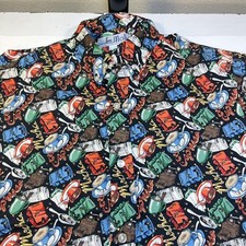 MALIA CAFE COFFEE ESPRESSO MOCHA ALL OVER PRINT HAWAIIAN ALOHA LOUD SHIRT Mens L