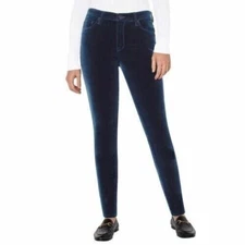 Well Worn Ladie's High-Rise Luxe Velvet Tapered Pants, Blue, Size 14/34