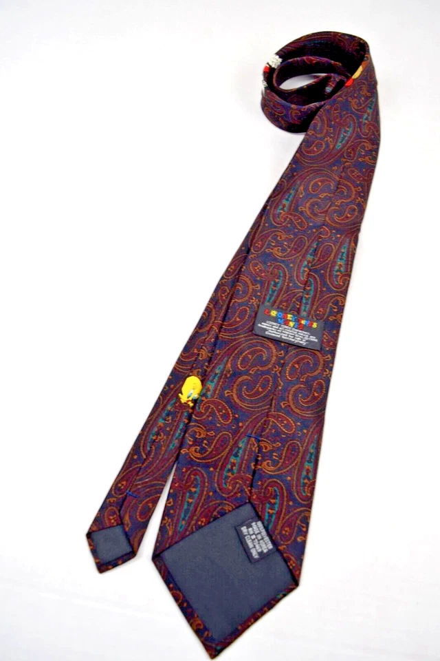 Corbata de Colección Años 90 Bugs Friends Pop Out of Paisley Looney Tunes Poli 56 x 4" 1994 Foto 3 de 4