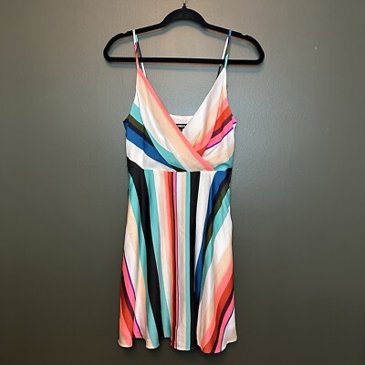 NWT Express Rainbow Colorful Stripe Mini Dress Women s XS Extra Small 