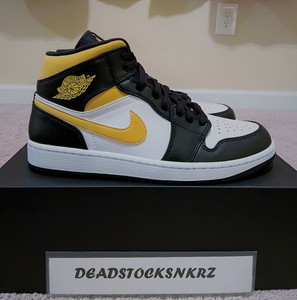 Nike Air Jordan 1 Mid White Pollen Black 554724 177 | eBay
