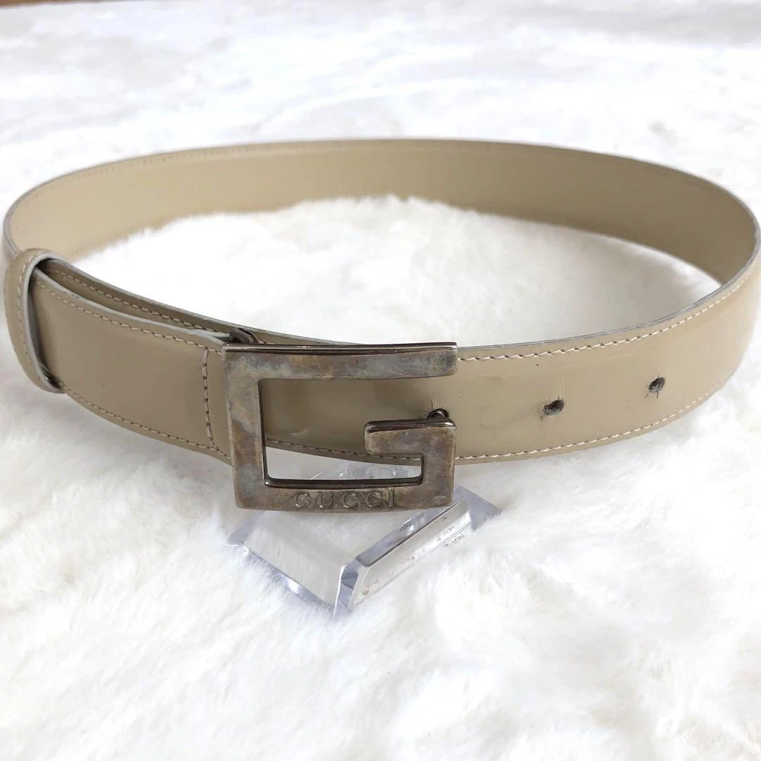 GUCCI Ceinture Cuir Boucle G Femme Beige Logo Accessoire Femme U1910