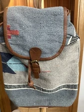 Raj ExLarge Backpack-Mexican Type Fabric-Cotton & Leather Trim-Made in India