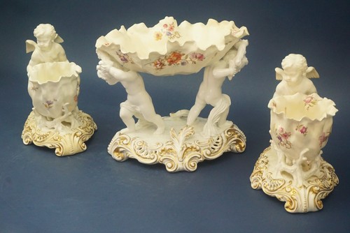 Moore Brothers Ancient Triptych Cherub gravy boat porcelain English Longton 1800 - Picture 2 of 24