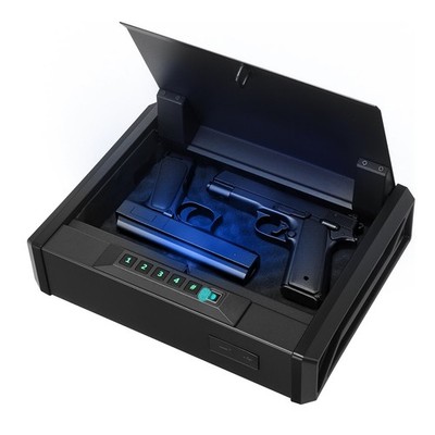 Gun Safe, Heavy Duty Handgun Safe with Fingerprint/Password/Key, 3-Way Quick Acc