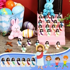 Bememo 25 Pcs Little Jesus Figures Original Design Jesus Love You Mini Rubber To