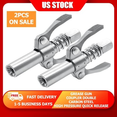 2PACKS Heavy Duty Grease Coupler Double Handle Oil Nozzle Carbon Steel ON SALE