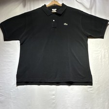 Lacoste Men's Black Polo Shirt Size 8 Short Sleeve Cotton Knit Crocodile Golf