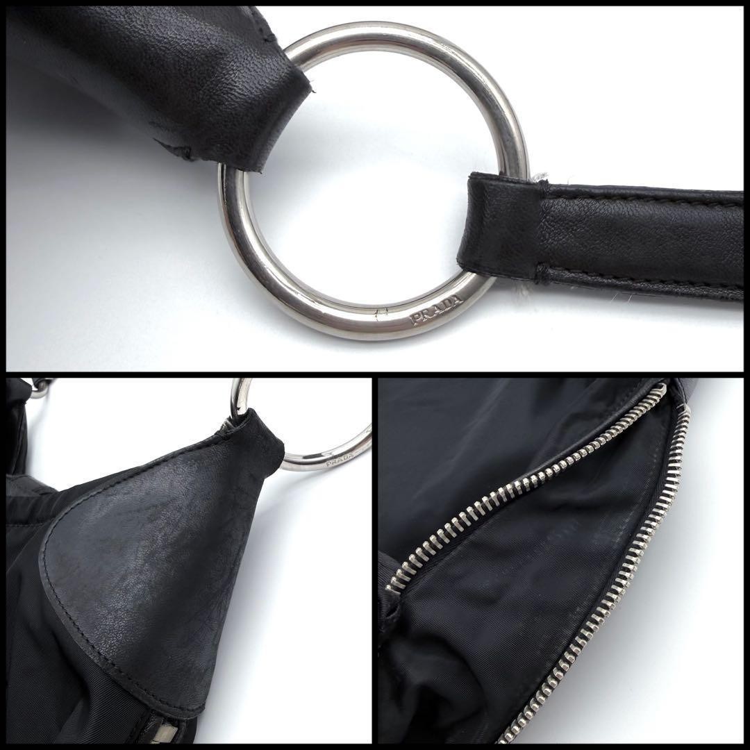 PRADA Tessuto nylon leather hobo bag thumbnail 10