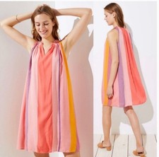 Ann Taylor Loft Sleeveless Shift Dress Size Extra Small Orange Striped -A