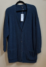 NWT Eileen Fisher Adriatic Blue Organic Cotton Boucle Long Cardigan 298 1X