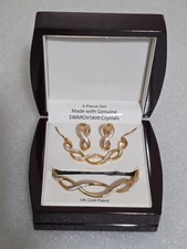 3-Piece Jewelry Set Made With Genuine Swarovski Crystals And 10k Gold Plate