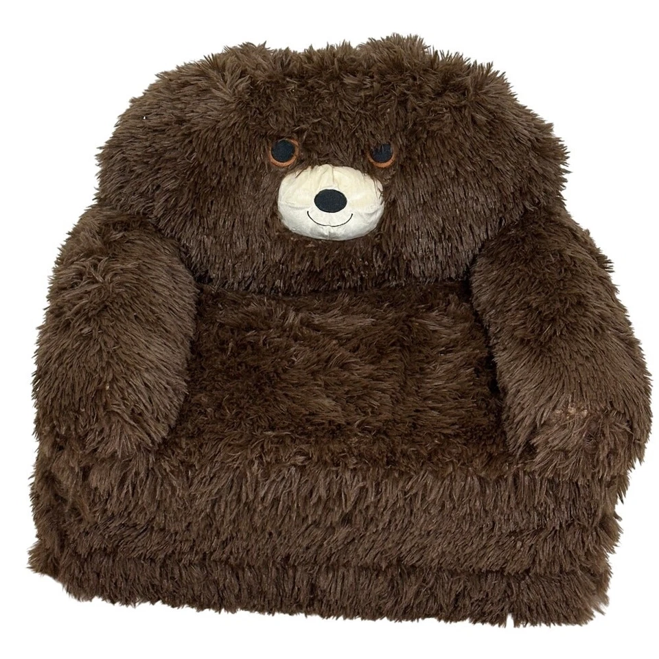 Silla de espuma abatible de oso de peluche para niños cama sofá convertible de felpa asiento 16"" marrón Foto 3 de 4