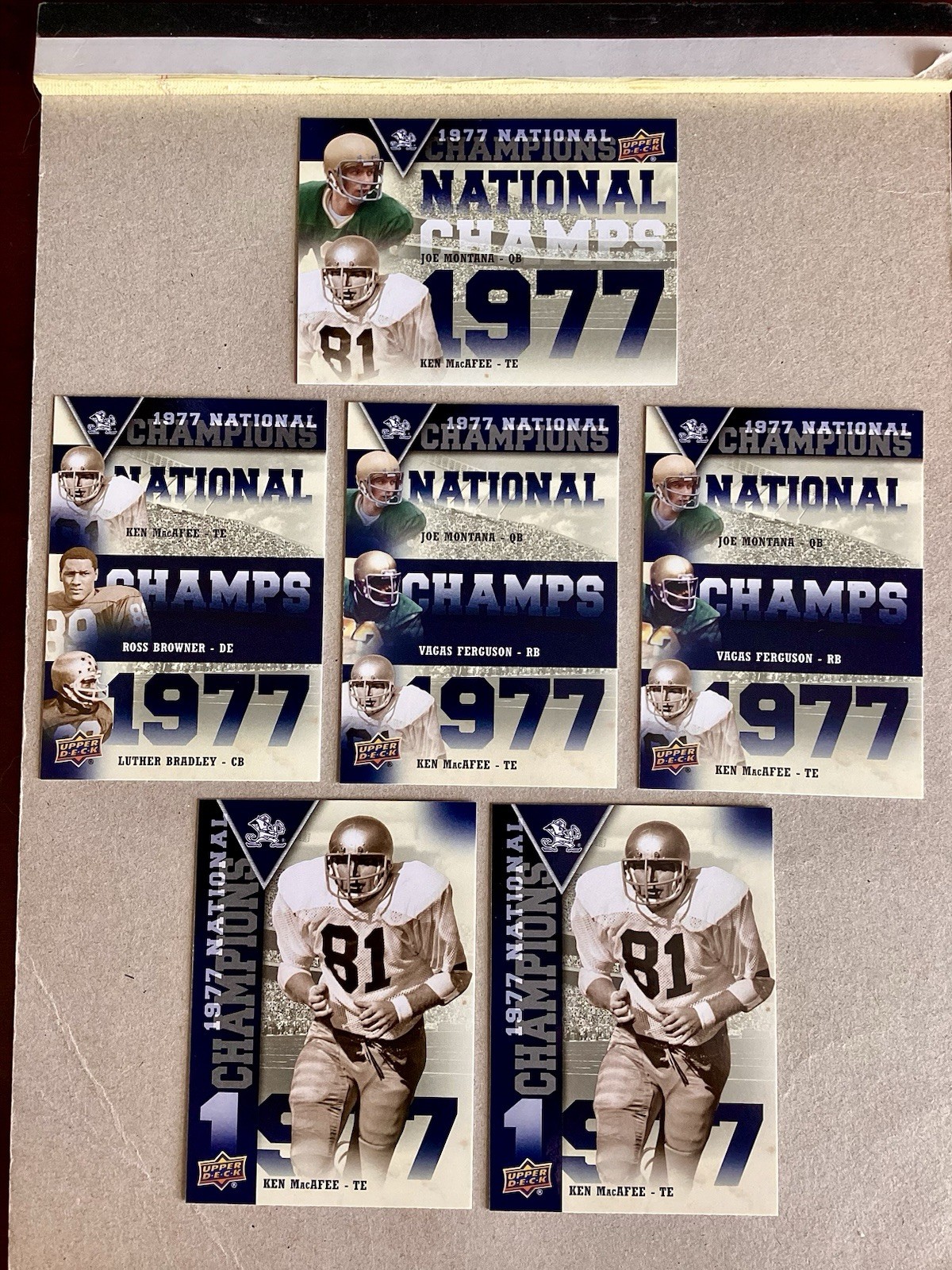 11-card KEN MACAFEE - 2013 Upper Deck Notre Dame Inserts, 2012 Fleer Retro Ultra