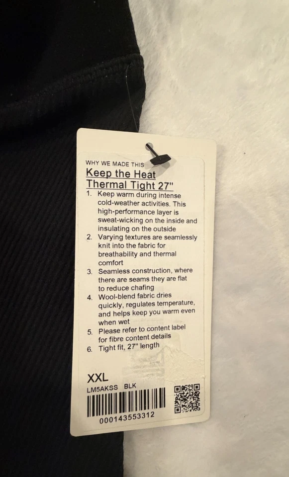 Lululemon Keep the Heat Thermal Tight 27" Black Men's XXL Training Yoga Running - Image 3 of 4