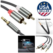 Versatile 3.3FT Nylon Braided 2-in-1 Aux to RCA Cable - Connect with Ease