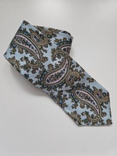 Handmade Light Blue Paisley Neck Tie 100 Silk