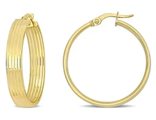 14K Yellow Gold Faceted Hoop Earrings (22mm)