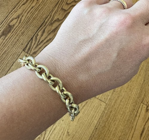 Grobes 14K Gelbgold ovales Gliederarmband 13,63 Gramm Schraubverschluss Vintage