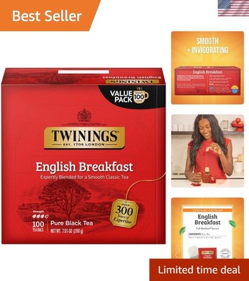Individually Wrapped English Breakfast Tea Bags   100 Count, Caffeinated Delight