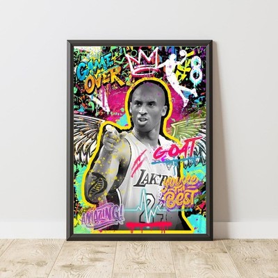 Kobe Bryant Graffiti Poster   Basketball Legend Wall Art Print, Sports Gift