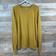Aerie Cozy City Crewneck Oversized Sweatshirt Mustard Yellow XS 3371-2434