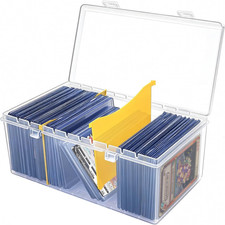 Trading Card Storage Box with 2 Dividers for 500 Sports Cards, Plastic Bulk Disp