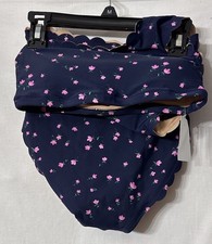 NWT J.Crew Womens 2 Piece Blue Floral Swim Suit Bikini Size XXS