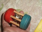 Middlebury Vermont USA VTG Montgomery Schoolhouse natural wood rattle bell toy — photo 2