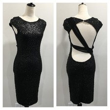 GUESS by MARCIANO Sequin Open Back Chiffon Criss Cross Dress Womens sz Small/XS
